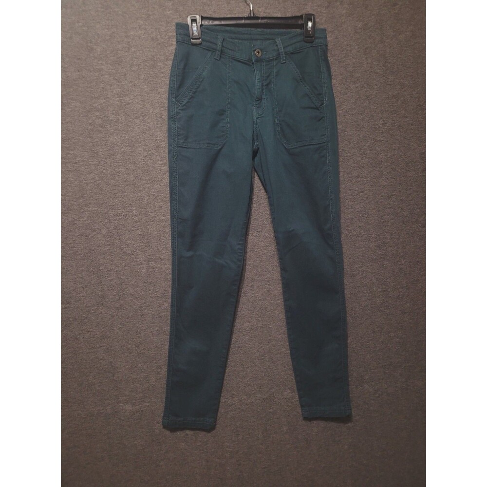 Kuhl 8 Regular pants women pockets green skinny stretch zip drawstring